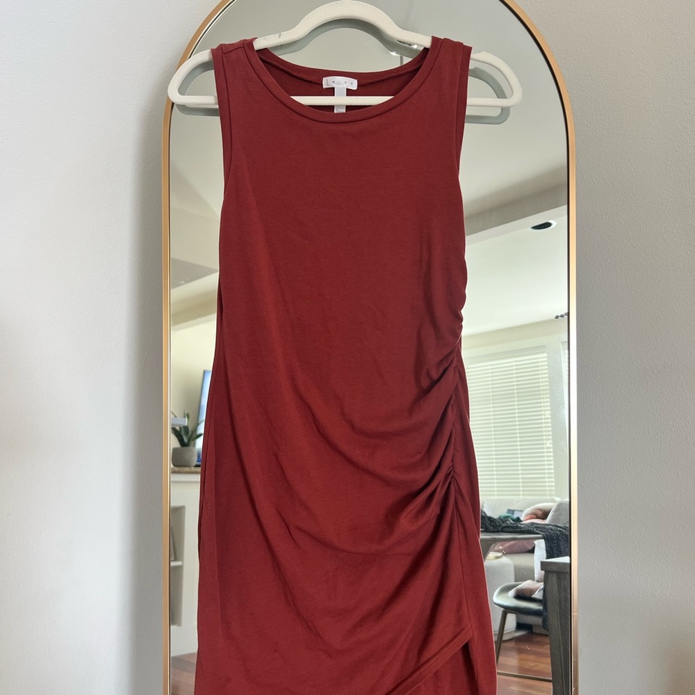 Leith copper, burnt orange Ruched Asymmetrical Sheath Dress
